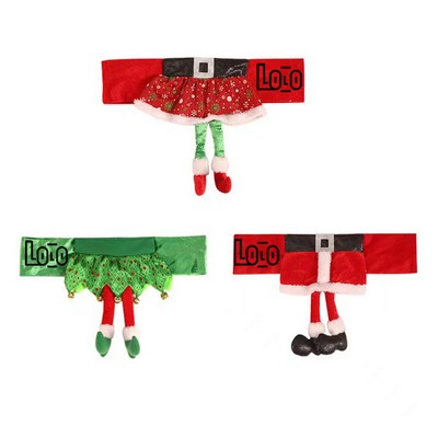 Santa Claus Legs Chair Back Cover Decoration