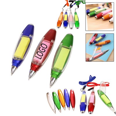LED Ballpoint Pen with Sticky Notes