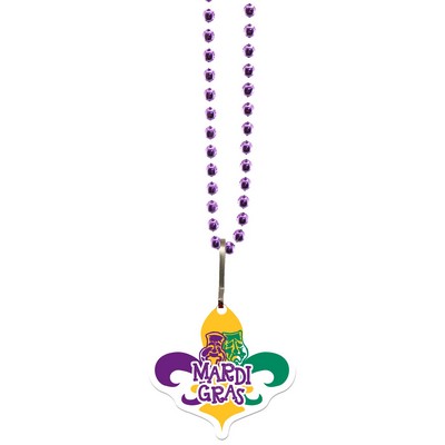 Fleur De Lis Medallion w/Mardi Gras Beads
