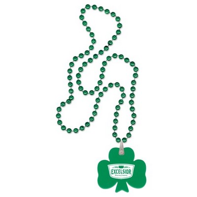 Green Clover Disk on a Green Bead Strand